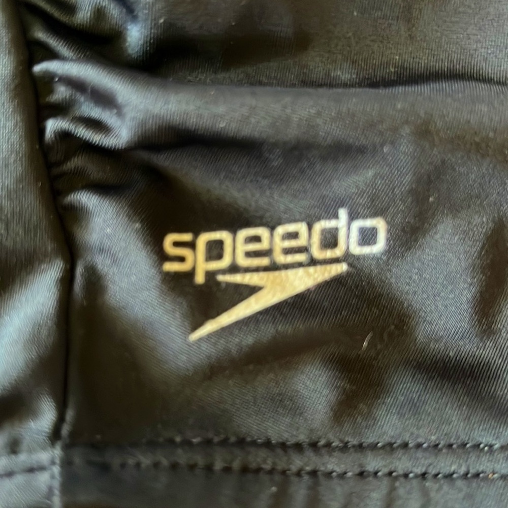 Speedo Solid Black Shirred Conservative One Piece… - image 4